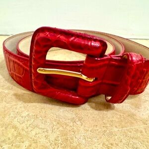 NWOT Perry Ellis Red Croc Embossed Belt Sz Medium